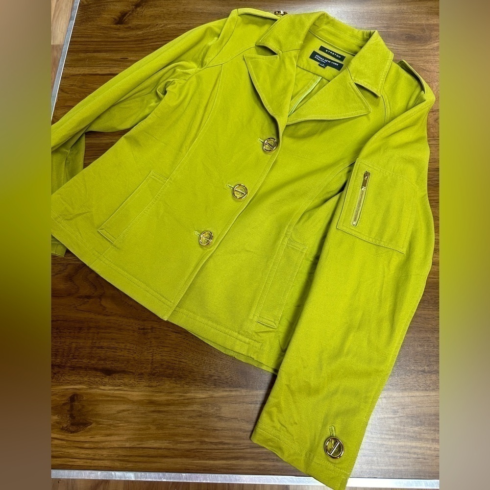Vintage Jones New York Signature Stretch Jacket Chartreuse Green Women’s Size S - Picture 8 of 11